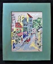 Serigrafia francesa pintada à mão da década de 1950 de Paris, caricatura cena de rua comprar usado  Enviando para Brazil
