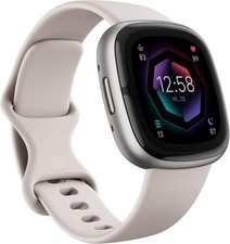 Smartwatch Fitbit Sense w kolorze białym - uszkodzony, jako część zamienna, Bluetooth, GPS na sprzedaż  PL