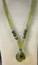 Colar da moda arte vidro verde oliva peridoto multi contas tom prata lote 39G comprar usado  Enviando para Brazil
