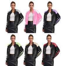 Casaco feminino hip hop jaqueta outono roupa externa uso diário fantasia de couro sintético dança comprar usado  Enviando para Brazil