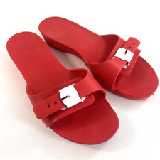Usado, Sandálias Dr Scholls 11 femininas vermelhas conforto fivela anabela baixa sandálias EVA comprar usado  Enviando para Brazil