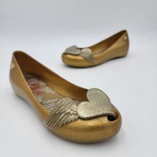 Bombas planas femininas VIVIENNE WESTWOOD x MELISSA Mel Gold Glitter TAMANHO EUA 3 UE 35 comprar usado  Enviando para Brazil