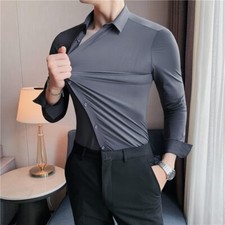 Camisas sin costuras de alta elasticidad para hombre manga larga calidad superior ajustadas informales de lujo segunda mano  Embacar hacia Mexico