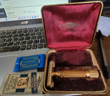 Navaja de seguridad Gillette Aristocrat vintage EE. UU. con estuche y algunas hojas segunda mano  Embacar hacia Mexico