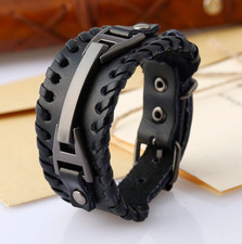 Echtleder herrenarmband schwar gebraucht kaufen  Hardegsen