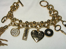 ...GUESS...Pulseira Berloques Tom Dourado, Cristais... comprar usado  Enviando para Brazil