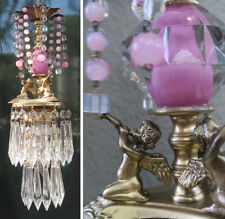 Candelabro vintage para quarto de bebê abajur querubim trompete cristal latão vidro rosa comprar usado  Enviando para Brazil
