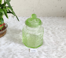 Jarro de vidro verde neon vintage da década de 1930 marca à mão com tampa decorativo Japão GS84 comprar usado  Enviando para Brazil