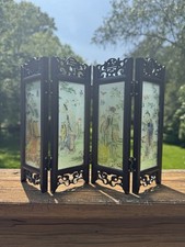 Divisória de sala oriental miniatura 8” decorativa dobrável tela de vidro de quatro painéis comprar usado  Enviando para Brazil