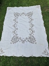 Toalha de mesa bordada à mão vintage madeira linho irlandês 66 X 50 polegadas comprar usado  Enviando para Brazil
