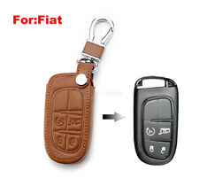 Capa marrom chave carro couro bolsa controle remoto 4 botões para Fiat comprar usado  Enviando para Brazil
