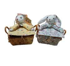 Cestas de Páscoa coelho de pelúcia anexado floral primavera vintage decoração de vime babados comprar usado  Enviando para Brazil
