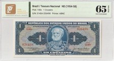 Usado, 1954-58 Brasil 1 Cruzeiro Pick#150c 65 EPQ Gem UNC comprar usado  Enviando para Brazil