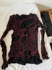 suéter raro alice auaa preto vermelho teia de aranha malha top gótico comprar usado  Enviando para Brazil