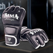 Luvas de boxe de meio dedo vestíveis equipamento esportivo respirável PU (preto G) comprar usado  Enviando para Brazil