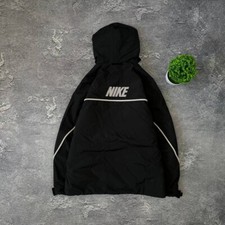 Jaqueta corta-vento vintage Nike Swoosh anos 90 broca preta rara streetwear masculina tamanho P comprar usado  Enviando para Brazil