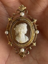 Broche perles camée d'occasion  Andernos-les-Bains