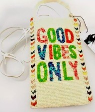 Bolsa tiracolo Good Vibes festa festival praia telefone frisado boho retrô rara comprar usado  Enviando para Brazil