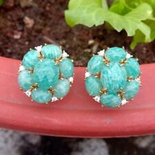 Brincos folheados a ouro verde natural facetados amazonita Cz Pavê Stud Joias comprar usado  Enviando para Brazil