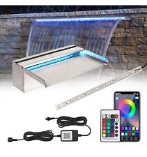 Cachoeira de piscina controle APP 12"" com luzes LED RGB, fonte de lago de aço inoxidável, usado comprar usado  Enviando para Brazil