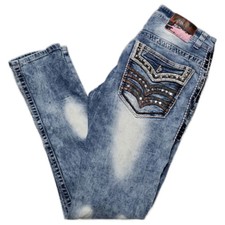 Jeans skinny masculino Demolition Urban Wear cravejado lavagem ácida desgastado tamanho 32 comprar usado  Enviando para Brazil