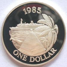 Moeda de prata Bermuda 1985 navio de cruzeiro turismo dólar, à prova comprar usado  Enviando para Brazil