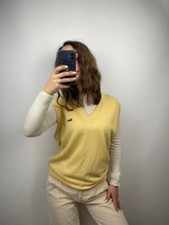 Colete de malha amarelo feminino Lacoste Chemise feito na França tamanho pequeno comprar usado  Enviando para Brazil