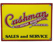 Usado, Placa de porcelana vintage Cushman Motor Scooter posto de gasolina óleo de motor comprar usado  Enviando para Brazil