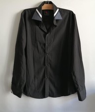 Chemise noire coton d'occasion  Bourg-de-Thizy