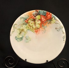Limoges T&V 9 1/2" placa de armário pintada à mão groselha vermelha folhas ouro 1892-1907 comprar usado  Enviando para Brazil