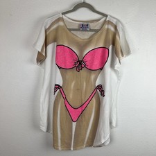 Camisa My Bikini Feminina Vintage Tamanho Único Branca Rosa Engraçada Praia Piscina Cobertura comprar usado  Enviando para Brazil