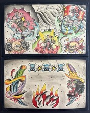 Tod Bain — *Originais Assinados* Folha de Arte Colorida de Tatuagem Flash (2 Peças) comprar usado  Enviando para Brazil