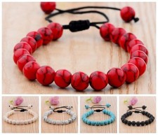 Novos Casais Homens Mulheres Contas Turquesa Howlite Ágata Macramê Pulseiras Trançadas comprar usado  Enviando para Brazil