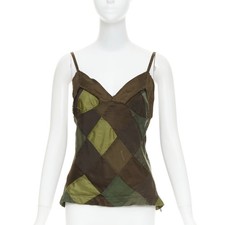 COMME DES GARCONS TRICOT 2003 verde camuflaje rejilla patchwork camisola camiseta sin mangas S segunda mano  Embacar hacia Mexico