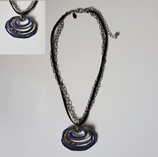 Colar Chico's tom prata com couro 2 correntes 18" e pingente extensor espiral comprar usado  Enviando para Brazil