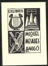 Używany, Exlibris Miquel Mesalles Amigo, Leier, Berggruppe, Rosenkranz  na sprzedaż  Wysyłka do Poland