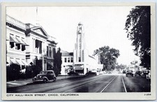 Cartão postal CA Chico California City Hall Main Street década de 1940 Senator Theater CA28 comprar usado  Enviando para Brazil