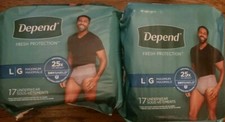 (2) Roupa íntima masculina Depend tamanho G/G PROTEÇÃO FRESCA 17 ct Pk cinza comprar usado  Enviando para Brazil