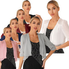 Cardigã feminino de chiffon frente aberta festa de casamento bolero com babado manga 3/4 comprar usado  Enviando para Brazil