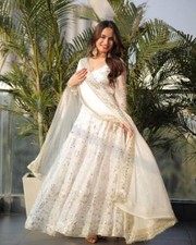 Vestido Georgette falso pesado estilo indiano com Dupatta para mulheres e meninas comprar usado  Enviando para Brazil