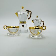 Máquina de café espresso Swarovski miniaturas y tazas de té juego de 4 piezas raro de 1,5 pulgadas segunda mano  Embacar hacia Mexico