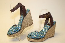 Sapatos femininos de salto Tory Burch couro têxtil feito na Espanha alpargatas tamanho 8 B, usado comprar usado  Enviando para Brazil