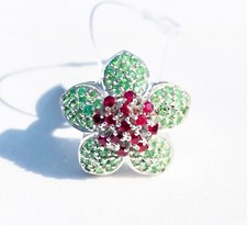 Usado, Heizbar Rubin & Tsavorit Edelstein Mit 925 Sterlingsilber Ring für Damen #4505 comprar usado  Enviando para Brazil