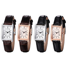 Relógio de pulso feminino clássico retangular pulseira de couro quartzo mostrador com algarismos romanos comprar usado  Enviando para Brazil