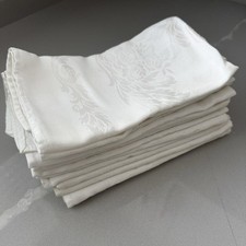 Conjunto Vintage de 12 Guardanapos Jacquard Jacquard Branco Cremoso 18x18” comprar usado  Enviando para Brazil