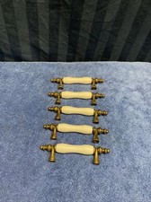5 puxadores de gaveta de armário 3" C/C/porcelana branca latão puxador 5" Q4 comprar usado  Enviando para Brazil