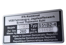 Typenschild simson s51 gebraucht kaufen  Mühlau