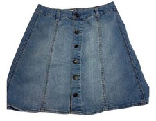 Saia Mossimo Supply Feminina Tamanho 8 Jeans Azul Botão Frontal Flare comprar usado  Enviando para Brazil