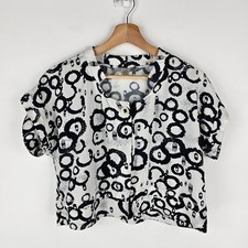 Blusa Yarra Trail Top Feminina 10 Botões Únicos Frente Preta Branca Camada Abstrata comprar usado  Enviando para Brazil