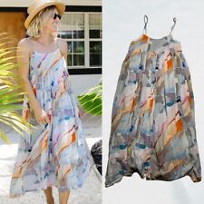 Vestido midi rosa frango tia pintura abstrata multicolorido feminino tamanho XS comprar usado  Enviando para Brazil